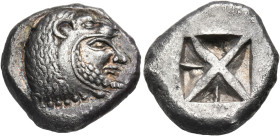 THRACE. Dikaia. Circa 515-480 BC. Stater (Silver, 20 mm, 9.86 g). Head of bearded Herakles to right, wearing lion skin headdress. Rev. Incuse square d...