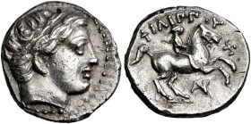 KINGS OF MACEDON. Philip II, 359-336 BC. 1/5 Tetradrachm (Silver, 14.5 mm, 2.45 g, 9 h), struck posthumously under Philip III, Amphipolis, circa 323/2...
