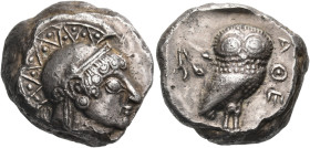 ATTICA. Athens. Circa 500/490-485/0 BC. Tetradrachm (Silver, 21 mm, 17.10 g, 5 h). Head of Athena to right, wearing crested Attic helmet ornamented wi...