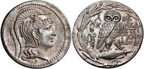 ATTICA. Athens. 135/4 BC. Tetradrachm (Silver, 30.5 mm, 16.80 g, 12 h), New Style "stephanephoric" coinage, struck under the magistrates Menedemos, Ep...