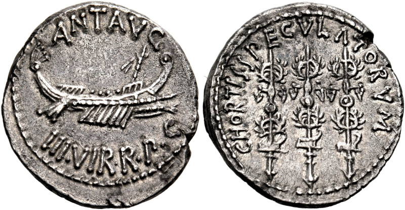 The Triumvirs. Mark Antony, Autumn 32 - Spring 31. Denarius (Silver, 18.5 mm, 3....