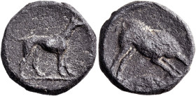 WESTERN GREEK, POSSIBLY SICILY. 4th - 3rd century BCE. Tessera (Lead, 15 mm, 3.98 g, 2 h). Hound standing to right. Rev. Boar at bay to right. Toned g...