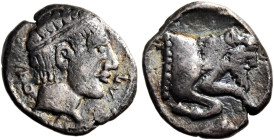 SICILY. Panormos. Circa 412/410-400 BC. Litra (Silver, 11 mm, 0.78 g, 9 h). ΠA[N]-OP (retrograde) Male head to right, wearing taenia. Rev. Forepart of...