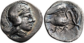 SICILY. Panormos (as Ziz). Circa 405-380 BC. Litra (Silver, 11 mm, 0.51 g, 4 h). Head of Athena to right, wearing a crested Attic helmet ornamented wi...