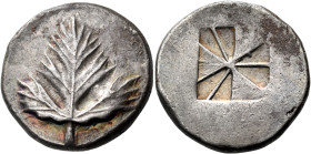 SICILY. Selinos. Circa 540-515 BC. Didrachm (Silver, 22 mm, 8.67 g). Selinon leaf. Rev. Incuse square divided into six empty and three filled compartm...