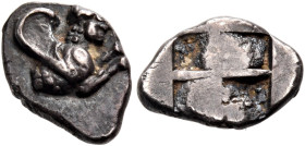 ISLANDS OFF THRACE, Samothrace. Circa 500-465 BC. Obol (Silver, 8.5 mm, 0.46 g). Forepart of sphinx to right. Rev. Quadripartite incuse square. Gérin ...
