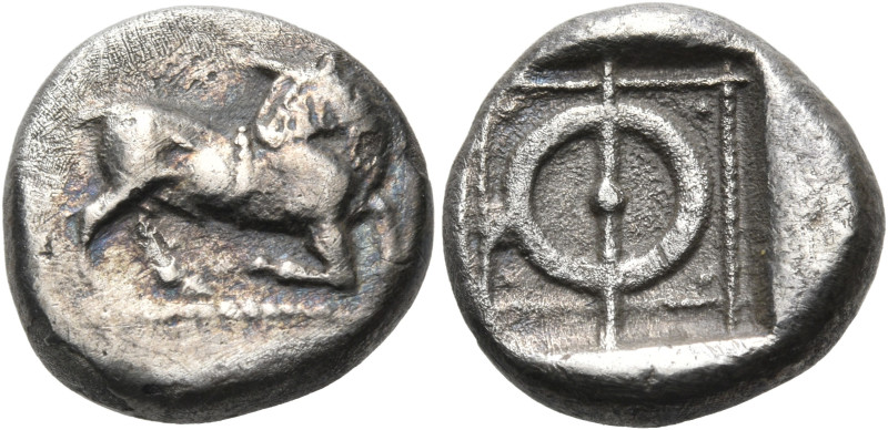 PHLIASIA. Phlious. Circa 430 BC. Hemidrachm (Silver, 12 mm, 2.74 g). Bull kneeli...