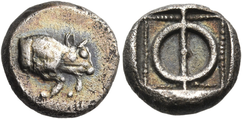 PHLIASIA. Phlious. Circa 430 BC. Trihemiobol (Silver, 10 mm, 1.24 g). Forepart o...