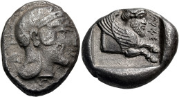 DYNASTS OF LYCIA. Kherei, circa 440/30-410 BC. Stater (Silver, 20 mm, 8.38 g, 3 h). kherei in Lycian script Head of Athena to right, wearing crested A...