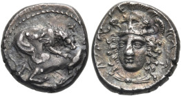 DYNASTS OF LYCIA. Perikles and Vedrei, circa 380-370 BC. 1/8 Stater or Trihemiobol (Silver, 11 mm, 1.24 g, 11 h), Antiphellos. [Vädäviä in Lycian scri...