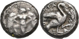 CILICIA. Mallos. Circa 440-390 BC. Stater (Silver, 19 mm, 11.34 g, 12 h). Winged male figure kneeling-running left, holding disk with both hands. Rev....