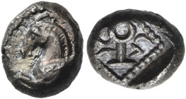 CILICIA. Tarsos. 425-400 BC. Obol (Silver, 7.2 mm, 0.77 g, 9 h). Forepart of Pegasos to left. Rev. 'nrgl' ( Ner-gal in Aramaic) Persian dynastic monog...