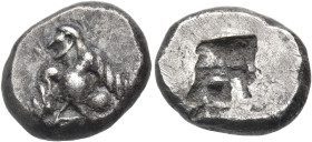 ASIA MINOR. Uncertain mint. Circa 520 BC. Drachm (Silver, 13 mm, 3.54 g). Bearded Siren, with spread wings, standing to left. Rev. Irregular rectangul...