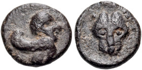 ASIA MINOR. Uncertain mint. 5th century BC. Hemiobol (Silver, 7.2 mm, 0.32 g, 2 h). Upper part of a (male?) sphinx to right, with a curved wing. Rev. ...