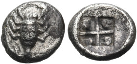 ASIA MINOR. Uncertain mint. 5th-4th century BC. Tetartemorion (Silver, 6 mm, 0.23 g). Scorpion. Rev. Quadripartite incuse square. Apparently unpublish...