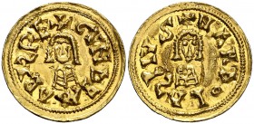 Gundemaro (610-612). Nandolas (Gondomar, Portugal). Triente. (CNV. 196.1) (R.Pliego 238.2). 1,41 g. Bella. Rarísima. EBC-.