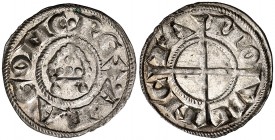 Comtat de Provença. Alfons I (1162-1196). Provença. Diner de la mitra. (Cru.V.S. 168) (Cru.Occitània 94) (Cru.C.G. 2102). 0,90 g. Bella. Escasa. EBC....