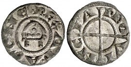 Comtat de Provença. Alfons I (1162-1196). Provença. Òbol de la mitra. (Cru.V.S. 169) (Cru.Occitània 95) (Cru.C.G. 2103). 0,39 g. Bella. Rara así. EBC....