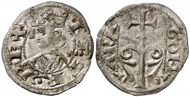 Pere I (1196-1213). Aragón. Dinero Jaqués. (Cru.V.S. 302) (Cru.C.G. 2116). 0,78 g. Atractiva. Ex Áureo 27/10/2005, nº 175. Rara así. EBC-.
