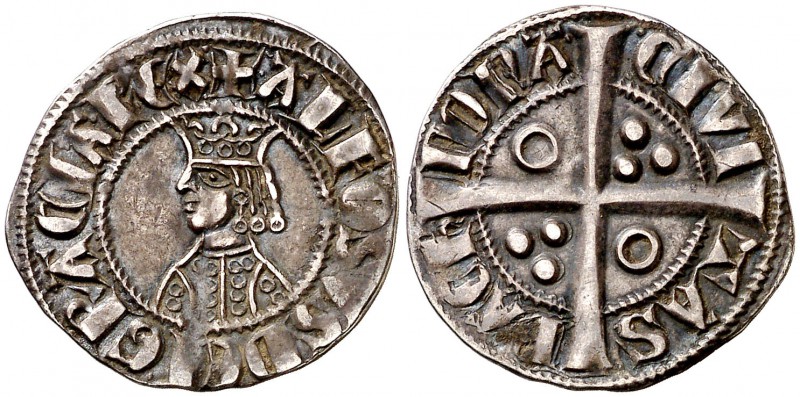 Alfons II (1285-1291). Barcelona. Mig croat. (Cru.V.S. 332) (Cru.C.G. 2149). 1,5...
