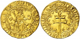 Pere III (1336-1387). Mallorca. Ral d'or. (Cru.V.S. 432) (Cru.C.G. 2245b var). 3,82 g. Bella. Ex Áureo 27/10/2005, nº 196. Rara y más así. EBC.