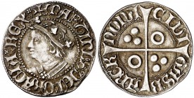 Martí I (1396-1410). Barcelona. Croat "de la corona caiguda". (Cru.V.S. 509.1) (Badia falta) (Cru.C.G. 2315). 3,21 g. Bella. Preciosa pátina. Ex Agrup...