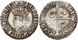 Ferran I (1412-1416). Barcelona. Croat. (Cru.V.S. falta) (Badia 460) (Cru.C.G. 2811b). 3,21 g. El busto interrumpe la gráfila. Muy bella. Ex Agrupació...