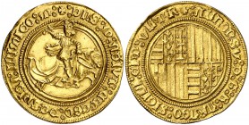 Alfons IV (1416-1458). Nàpols. Alfonsí d'or. (Cru.V.S. 883) (Cru.C.G. 2928) (MIR. 52). 5,17 g. La D de DIVT rectificada sobre una S. Bella. Ex ANE 20/...