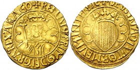 Reiner d'Anjou (1466-1472). Barcelona. Pacífic. (Cru.V.S. 925) (Cru.C.G. 3048). 3,47 g. Leve grieta pero extraordinario ejemplar. Muy rara y más así. ...