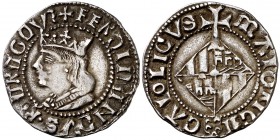 Ferran II (1479-1516). Mallorca. Ral. (Cru.V.S. 1180 var) (Cru.C.G. 3094 var) (Cal. 110). 2,44 g. Letras A góticas en anverso y latinas en reverso, ex...