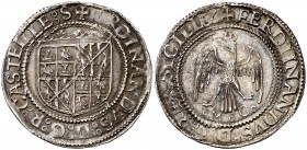 Ferran II (1479-1516). Sicília. Tari. (Cru.V.S. 1239) (Cru.C.G. 3145 var) (MIR. 244/2). 3,51 g. Sin las armas catalanas. Bella. Rara y más así. EBC-....