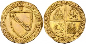 Juan II (1406-1454). Burgos. Dobla de la banda. (AB. 615) (M.R. 16.1 var). 4,59 g. Preciosa pátina anaranjada. Ex ANE 20/11/1969, nº 314. Ex Colección...