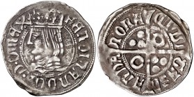 1545. Juana y Carlos. Barcelona. 1 croat. (Cal. 132a) (Cru.V.S. 1167) (Cru.C.G. 4114). 3,08 g. Muy rara. MBC.