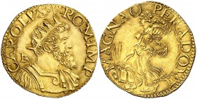 s/d. Carlos I. Nápoles. IBR. Doppia (2 escudos). (Vti. 313) (Cru.C.G. 4196) (MIR. 126/1). 6,77 g. Muy bella. Brillo original. Comprada a Crippa en tra...