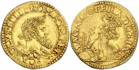 s/d. Carlos I. Nápoles. A. Quadrupla (4 escudos). (Vti. 314) (Cru.C.G. 4193, la imagen no corresponde) (MIR. 124) 13,40 g. Comprada a Crippa en trato ...