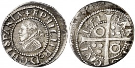 161 (sic). Felipe IV. Barcelona. 1 croat. (Cal. 974 var) (Badia falta) (Cru.C.G. 4414c var). 2,95 g. Algo descentrada. Buen ejemplar. Ex Colección Lep...