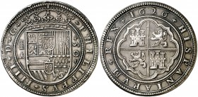 1626. Felipe IV. Segovia. . 50 reales. (Cal. 239). 171,65 g. Leves golpecitos. Muy bella. Preciosa pátina de monetario. Muy rara así. EBC-.