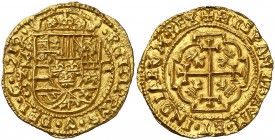 1712/1. Felipe V. México. J. 2 escudos. (Cal. 343, mismo ejemplar) (Kr. R53.1, indica "rare" sin precio y no señala la rectificación de fecha). 6,72 g...