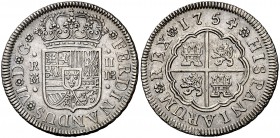 1754. Fernando VI. Madrid. JB. 2 reales. (Cal. 482). 5,94 g. Bella. Rara así. EBC.
