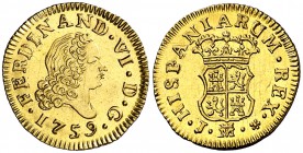1759. Fernando VI. Madrid. J. 1/2 escudo. (Cal. 258). 1,78 g. Bellísima. Rara así. S/C-.