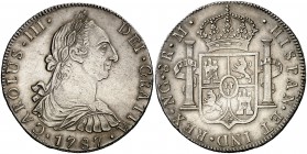1787. Carlos III. Guatemala. M. 8 reales. (Cal. 834). 26,91 g. Extraordinario ejemplar. Bella. Ex Áureo & Calicó 30/10/2014, nº 387. Ejemplar de la fu...