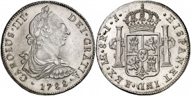 1788. Carlos III. Lima. IJ. 8 reales. (Cal. 873). 26,97 g. Muy bella. Brillo original. Estuvo encapsulada por la NGC como MS 62 nº 4254443-006. Ex Her...