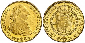 1788. Carlos III. Madrid. M. 2 escudos. (Cal. 459). 6,66 g. Bella. Rara así. EBC+.