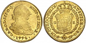 1776. Carlos III. Sevilla. CF. 2 escudos. (Cal. 578). 6,74 g. Bella. Brillo original. Ex Colección de 2 reales y 2 escudos, Áureo 09/04/2003, nº 775. ...