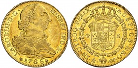 1786. Carlos III. Madrid. DV. 4 escudos. (Cal. 311). 13,52 g. Bella. Brillo original. Rara así. EBC+/S/C-.