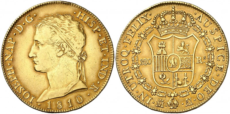 1810. José Napoleón. Madrid. AI. 320 reales. (Cal. 1) (Cal.Onza 1188). 26,93 g. ...