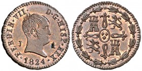 1824. Fernando VII. Jubia. 1 maravedí. (Cal. 1592). 1,06 g. Bella. Brillo original. Rara así. S/C.