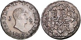1815. Fernando VII. Jubia. 8 maravedís. (Cal. 1547). 10,06 g. Bella. Ex Áureo 02/06/2004, nº 468. Rara así. EBC+.