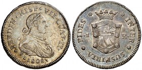 1808. Fernando VII. Guatemala. Medalla de Proclamación con valor 1 real. (Cal. 1108) (Ha. 16) (VQ. 13277). 3,38 g. Grabador: Pedro García Aguirre. Par...