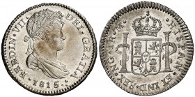 1815. Fernando VII. Guatemala. M. 1 real. (Cal. 1118). 3,45 g. Bella. Brillo original. Ex Colección Isabel de Trastámara 23/04/2015, nº 376. Rara así....